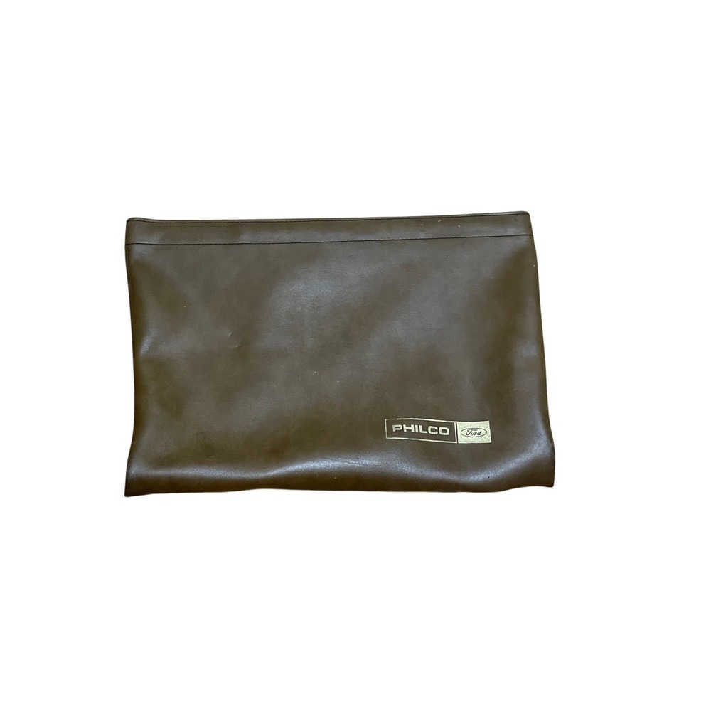 Vintage Philco Ford Brown Faux Leather Car Document Tool Pouch Bag 16.5x11